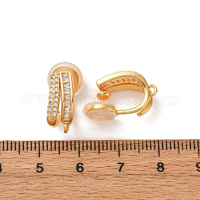 Серьги-клипсы из латуни с микропейвом и прозрачным фианитом KK-K382-34G-1