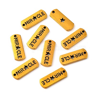 Тибетский стиль сплава прямоугольник с подвесками слов чудо TIBEP-Q043-068AG-RS-1