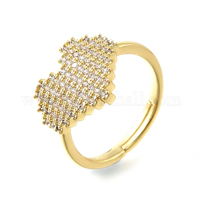 Регулируемые манжеты-кольца из латуни с микропаве из кубического циркония для женщин RJEW-U052-01A-G-1