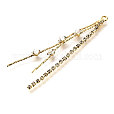 Большие кулоны из латуни с микропейвом и прозрачным фианитом KK-B135-02G-1