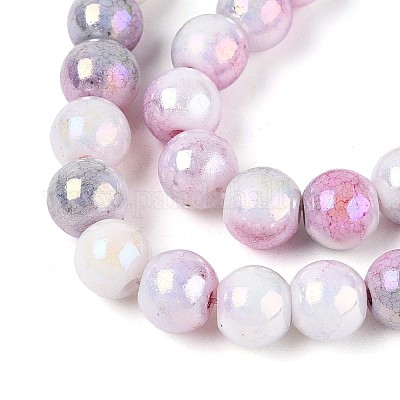 Гальванические непрозрачные стеклянные бусины EGLA-T026-8mm-05H-1