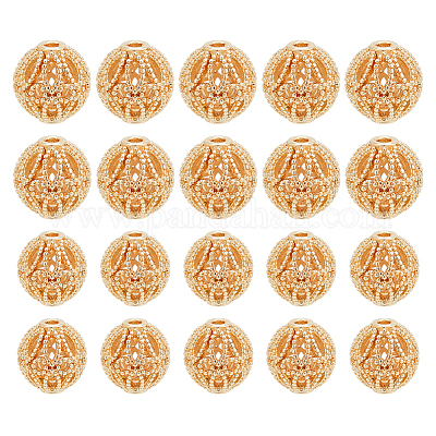 20 шт. 2-х видов латунных полых бусин KK-PH0009-41-1