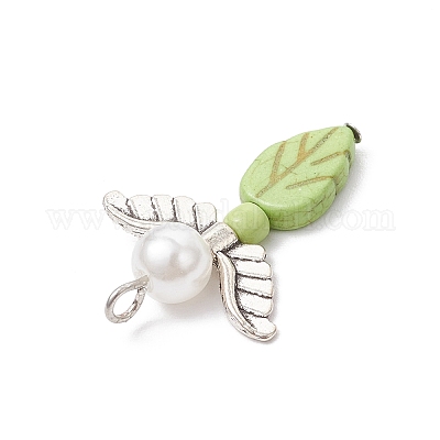 Бусины из сплава в тибетском стиле с круглыми бусинами из АБС-пластика с имитацией жемчуга PALLOY-JF03739-02-1