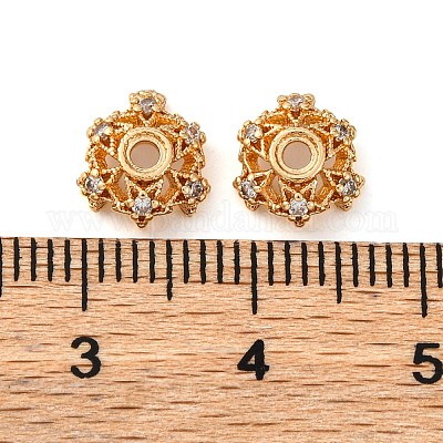 Колпачки для бусин из прозрачного кубического циркония из латуни KK-K378-46A-HG-1