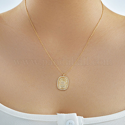 Латунные микропаве прозрачные кубические цирконии ожерелья с подвесками таро от сглаза FT3640-1-1