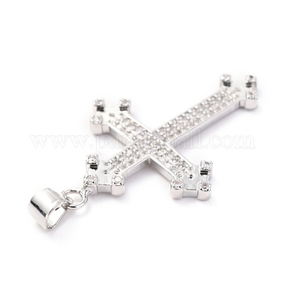 Латунные микропаве прозрачные подвески с фианитом ZIRC-O038-07P-1