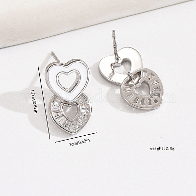 Элегантные серебряные серьги в форме сердца с цирконом для повседневной носки SV9375-1