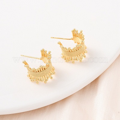 C-образные латунные серьги-гвоздики EJEW-D346-02G-1