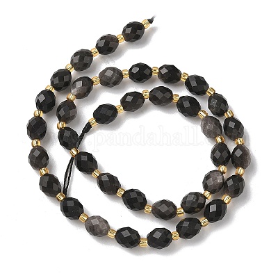 Натуральный серебристый блеск нитей обсидиана G-F809-A28-01-1