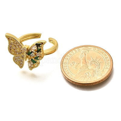 Кольца-манжеты для пальцев из латуни с микропаве из кубического циркония для женщин RJEW-M028-25G-07-1