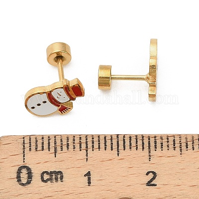 Рождественские серьги-гвоздики из нержавеющей стали 304 EJEW-A144-01B-G-1