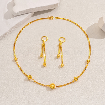 Роскошные латунные серьги-подвески с круглыми бусинами и ожерелья для ежедневного женского праздника ND7080-1