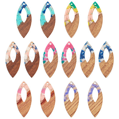 14 шт. подвески из 7-х цветов из смолы и ореха FIND-TA0006-36A-1