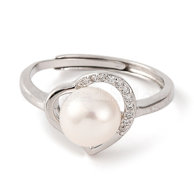 925 регулируемое кольцо из стерлингового серебра с прозрачным кубическим цирконием RJEW-C110-05P-1