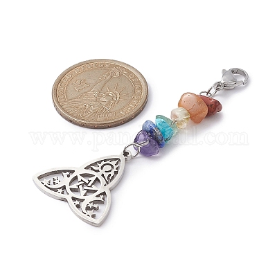 Кулоны с чипсами из натуральных драгоценных камней чакра HJEW-JM01271-1