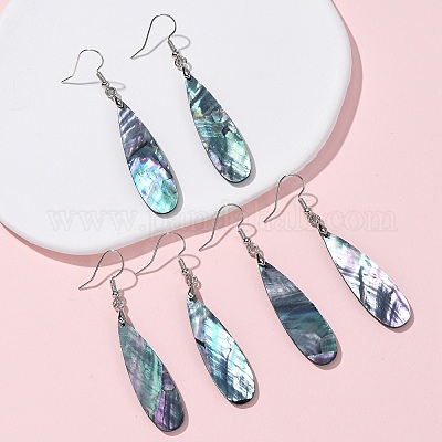 Серьги-подвески из латунных раковин морских ушек EJEW-C161-01A-1