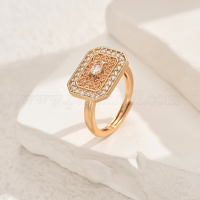 Геометрические полые латунные микропаве кубические цирконии регулируемые кольца для женщин ZD6795-2-1