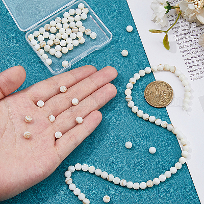 2 нитка натуральных пресноводных ракушек круглые бусины нитки SHEL-HS0001-09-1