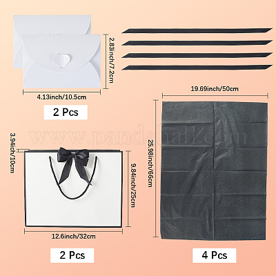 2 шт. прямоугольные бумажные подарочные пакеты с ручками для хранения и лентами ABAG-SP0001-05E-1