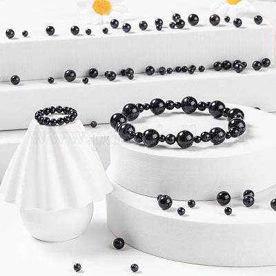 340шт 4 размера синтетические синие бусины из золотистого камня G-LS0001-14-1