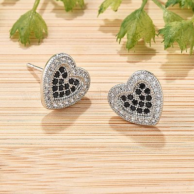 Серьги-гвоздики из латуни с микропаве из кубического циркония для женщин EJEW-G428-11P-01-1