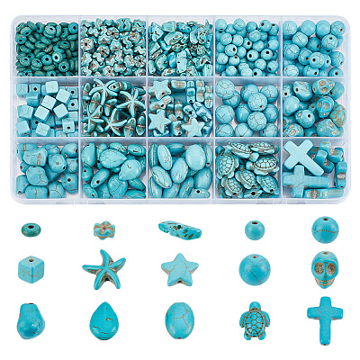 Синтетические бирюзовые бусины TURQ-HY0001-08-1