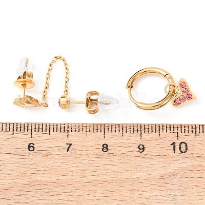 Комплекты из серег-гвоздиков и колец из нержавеющей стали 304 EJEW-K268-93G-01-4-1