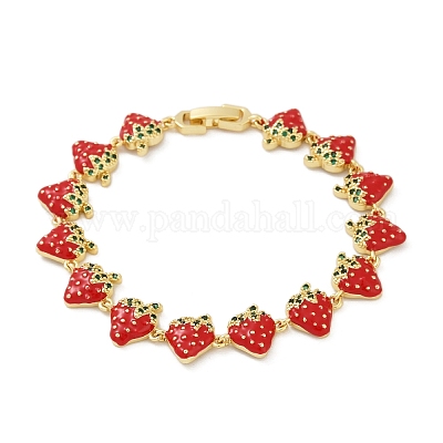 Браслеты из латуни с эмалированными звеньями и микропаве из кубического циркония BJEW-Z126-02G-1