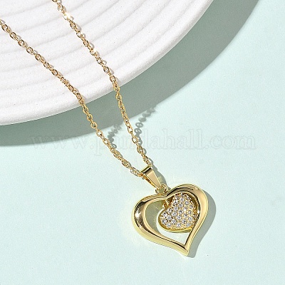 Женские цепочки с подвеской в виде сердца из латуни NJEW-D341-03G-1
