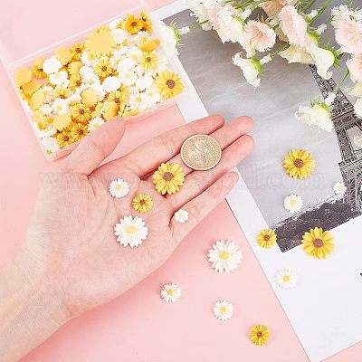 110 шт. 6 стиля плоские аксессуары для волос и костюма украшения украшения для скрапбукинга смоляные цветы ромашки кабошоны CRES-FH0001-08-1