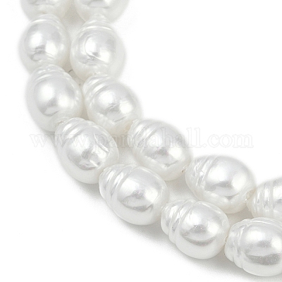 Нити бусин из искусственного жемчуга с гальваническим покрытием из фарфора BSHE-Z009-04-1