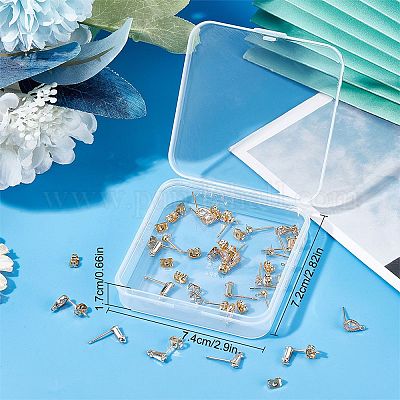 30 шт. 3 стильные латунные серьги-гвоздики с микро-паве из прозрачного кубического циркония KK-BBC0003-28-1