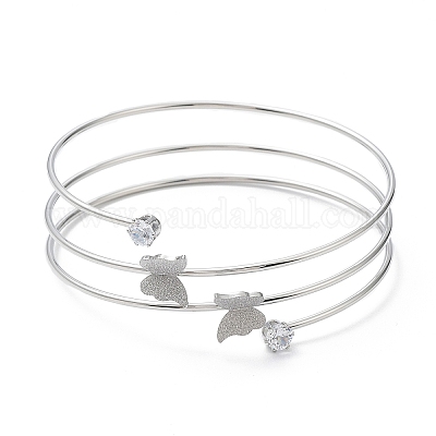 Браслет из нержавеющей стали 304 с тройными петлями и проволочной обмоткой BJEW-K227-01P-1