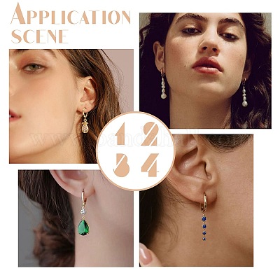 16 шт. 4 размера 201 нержавеющая сталь фурнитура для сережек-колец STAS-SC0004-67G-1