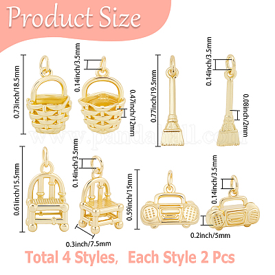 8шт 4 стиля латунные подвески&nbsp;KK-BBC0023-02B-1