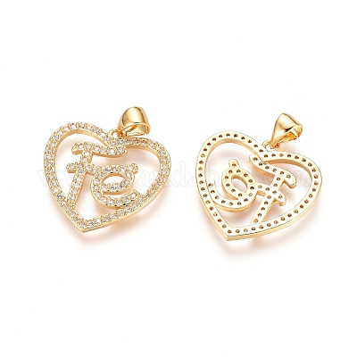 Латунные микропаве прозрачные подвески с фианитом ZIRC-G152-50G-1