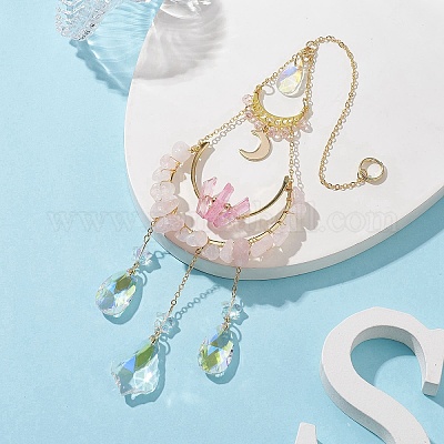 Подвесные ловцы солнца в форме бабочки и капли из латуни и нержавеющей стали 304 HJEW-TA00156-1