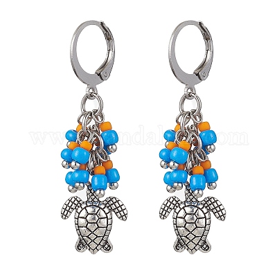 Серьги с подвесками из сплава в тибетском стиле EJEW-MZ00119-05-1