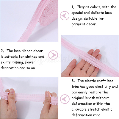 20 ярд нейлоновой эластичной кружевной отделки с оборками EW-WH0018-02B-1