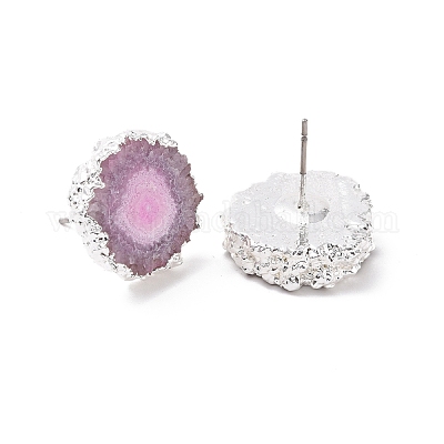 Серьги с натуральным крашеным кварцем EJEW-P166-C01-1