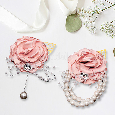 Запястье с имитацией цветка из шелковой ткани AJEW-WH0285-18C-1