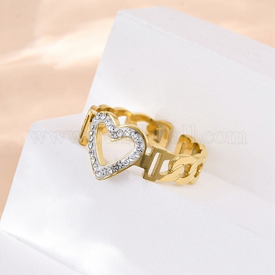 Нержавеющая сталь 304 с регулируемыми манжетами из стразов RJEW-Q020-16G-1