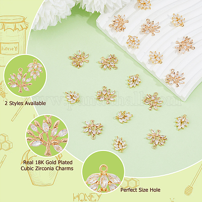 24 шт. 2 стиля латунные подвески с микропаве и кубическим цирконием KK-HS0001-29-1