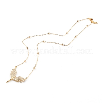 Ожерелья-крестики из латуни с прозрачным фианитом и прозрачным фианитом NJEW-JN03428-01-1