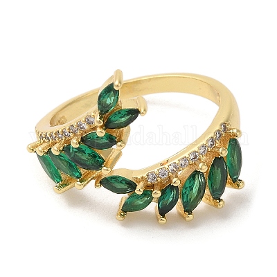 Открытые манжеты из листовой латуни с микропаве из циркония RJEW-U008-05A-G-1