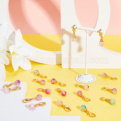 80 шт. круглые стеклянные бусины с эффектом потрескивания HJEW-PH0001-62-1