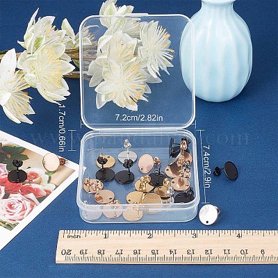 32 шт. 4 цвета фурнитура для сережек-гвоздиков из нержавеющей стали 304 STAS-SC0004-33-1