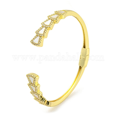 Браслеты на открытой манжете из латуни с микропаве и прозрачным фианитом BJEW-Z062-18G-1