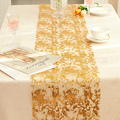 Скатерть из полиэстеровой сетки с золотой фольгой AJEW-WH0348-474-1