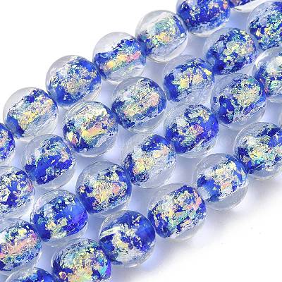 Нити из фольгированных бусин лэмпворк ручной работы FOIL-K003-06B-24-1